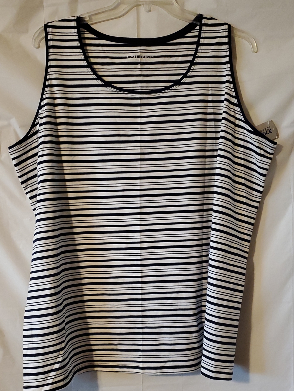 Catherines Women's Black & White Striped Tank Top medium weight 3X New